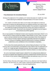 Statement by Pastoralist Professionals Caucus.